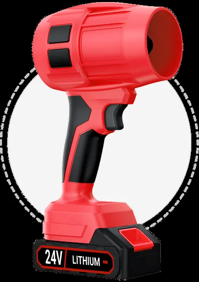 The Wood Ranger Power Leaf Blower with its complete set of nozzle attachments.