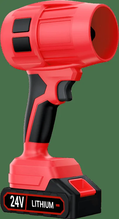 The complete Wood Ranger Power Leaf Blower kit including the battery and charger.